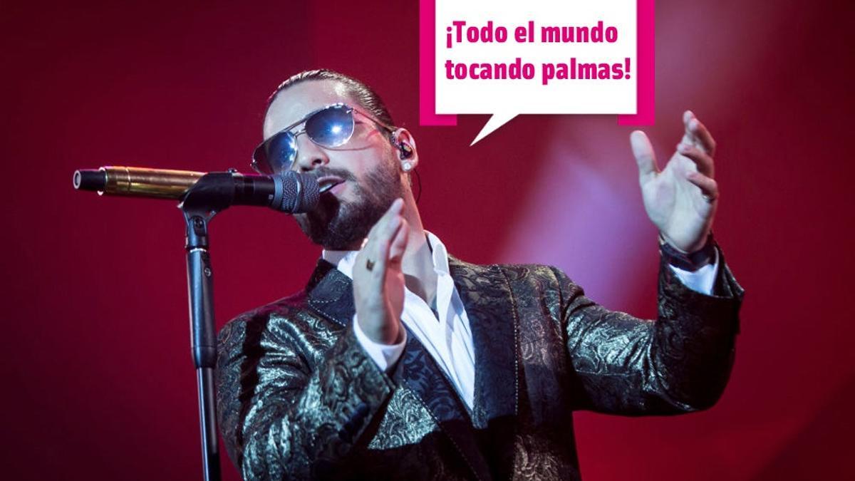 Maluma tocando palmas en su concierto en Madrid
