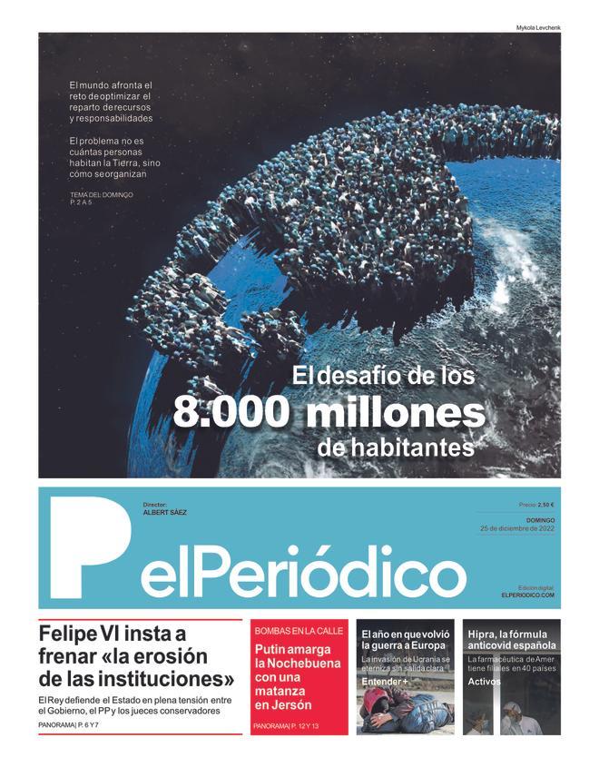 La portada d’EL PERIÓDICO del 25 i 26 de desembre del 2022