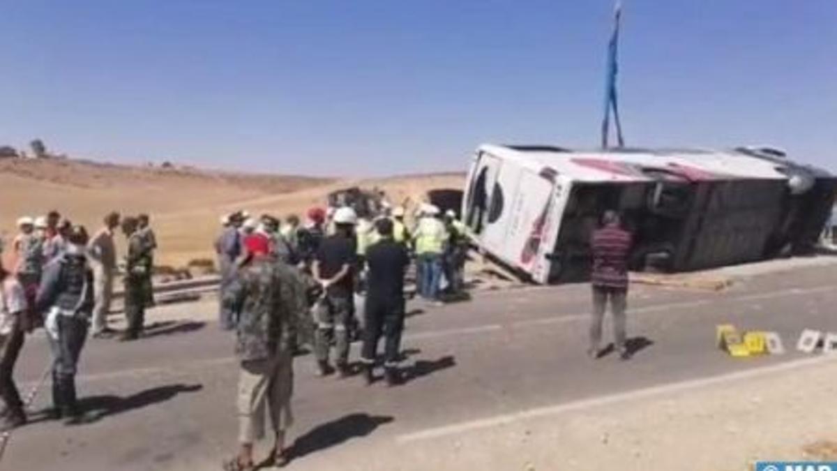 Imagen del accidente del Autobús en Juribga.