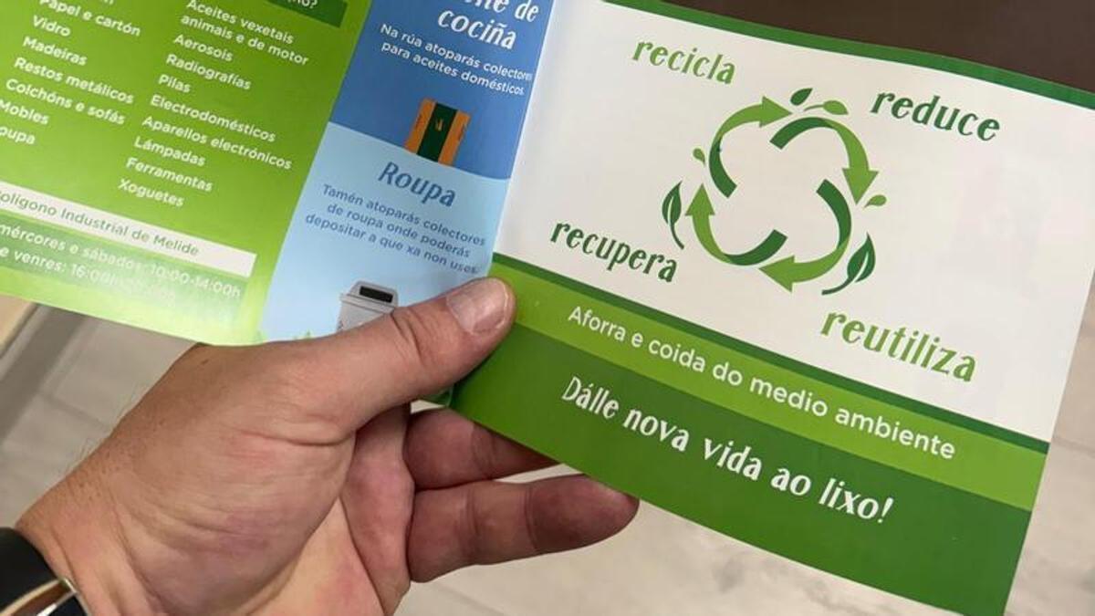 Folleto para informar sobre la gestión de residuos y reciclaje en Melide