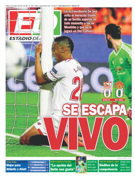 Portadas deportivas del jueves 22 de febrero