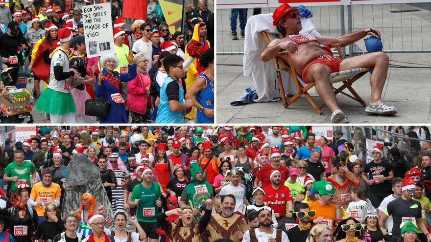 Miles de Papás Noel en la San Silvestre más carnavalesca de Vigo