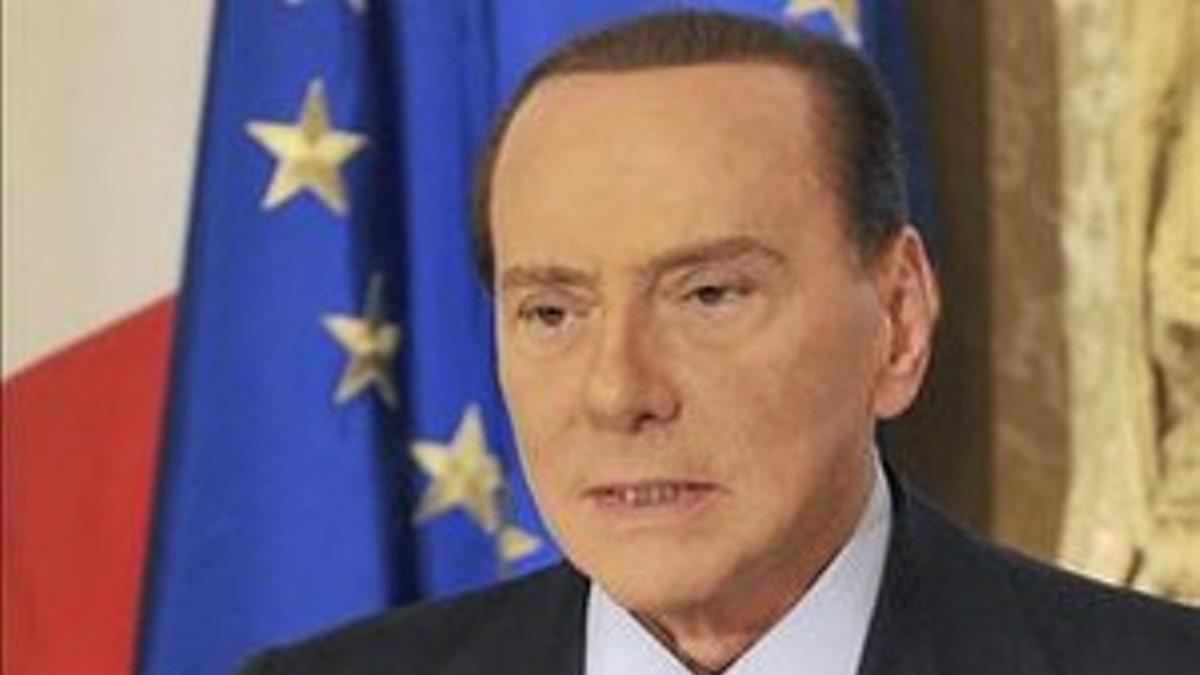 Berlusconi, al anunciar que no se presentará a las elecciones, este miércoles.
