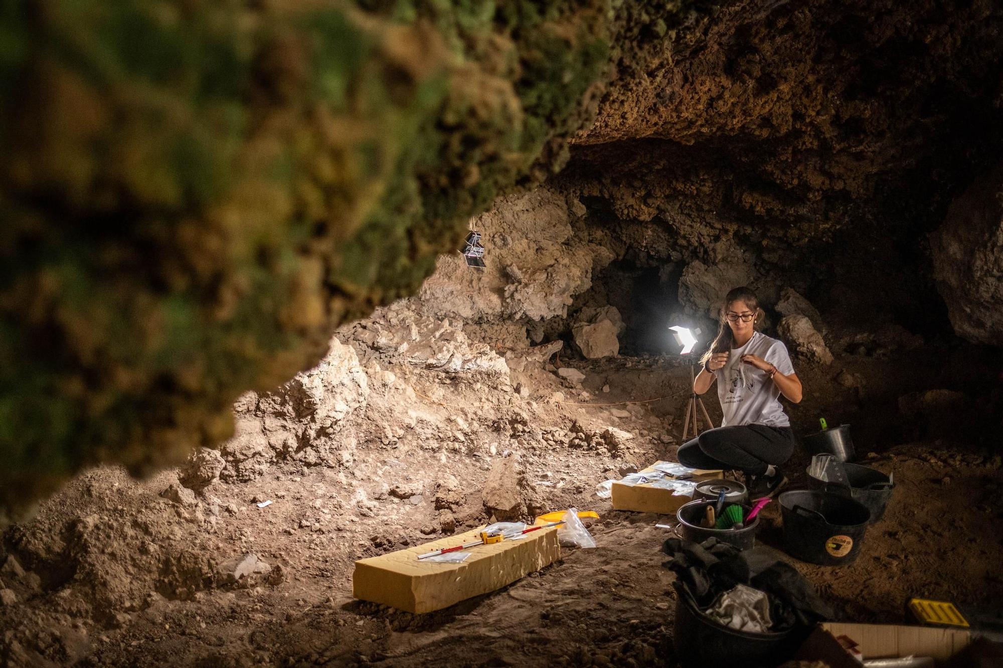 Excavación arqueológica en la Cueva de los Cabezazos, en Tegueste