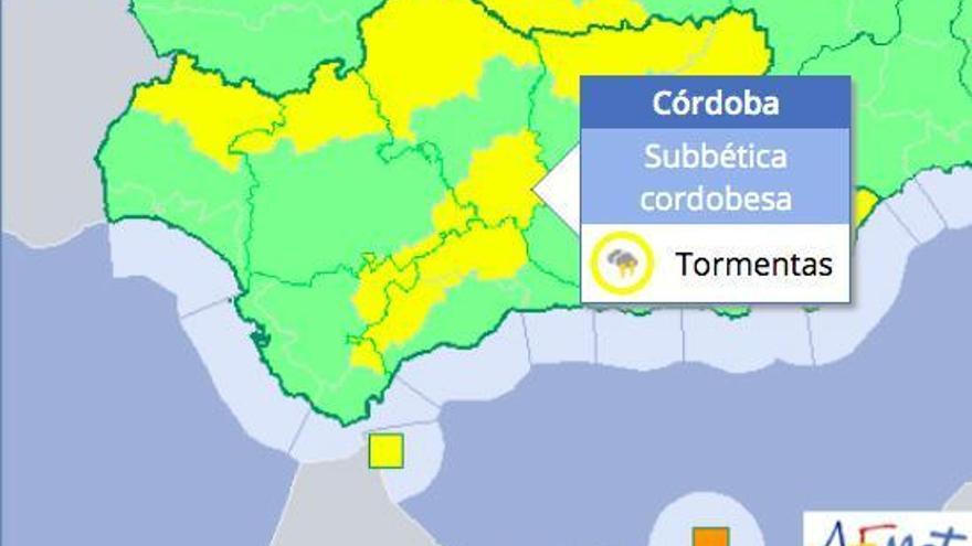 El tiempo en Córdoba: aviso amarillo por tormentas en la Subbética, la Sierra y los Pedroches