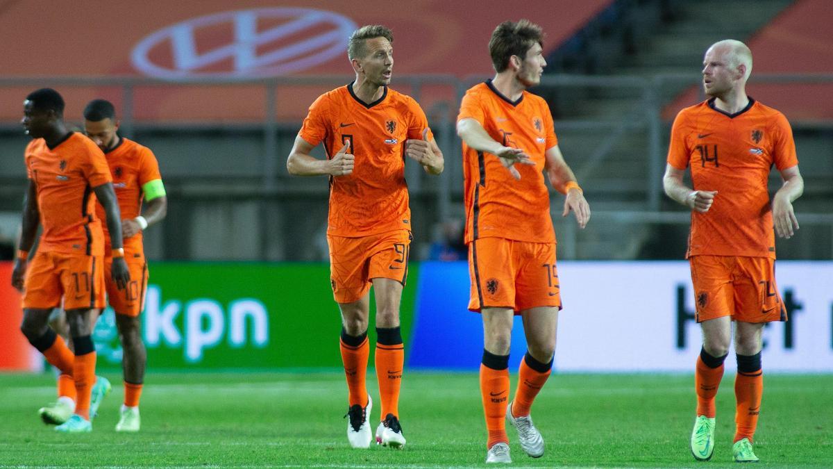 Los jugadores de Países Bajos, durante un partido.