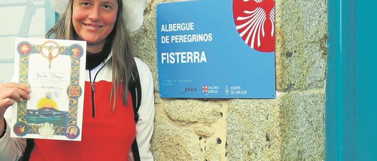 Beate Steger durante el Camino de Santiago en 2017.