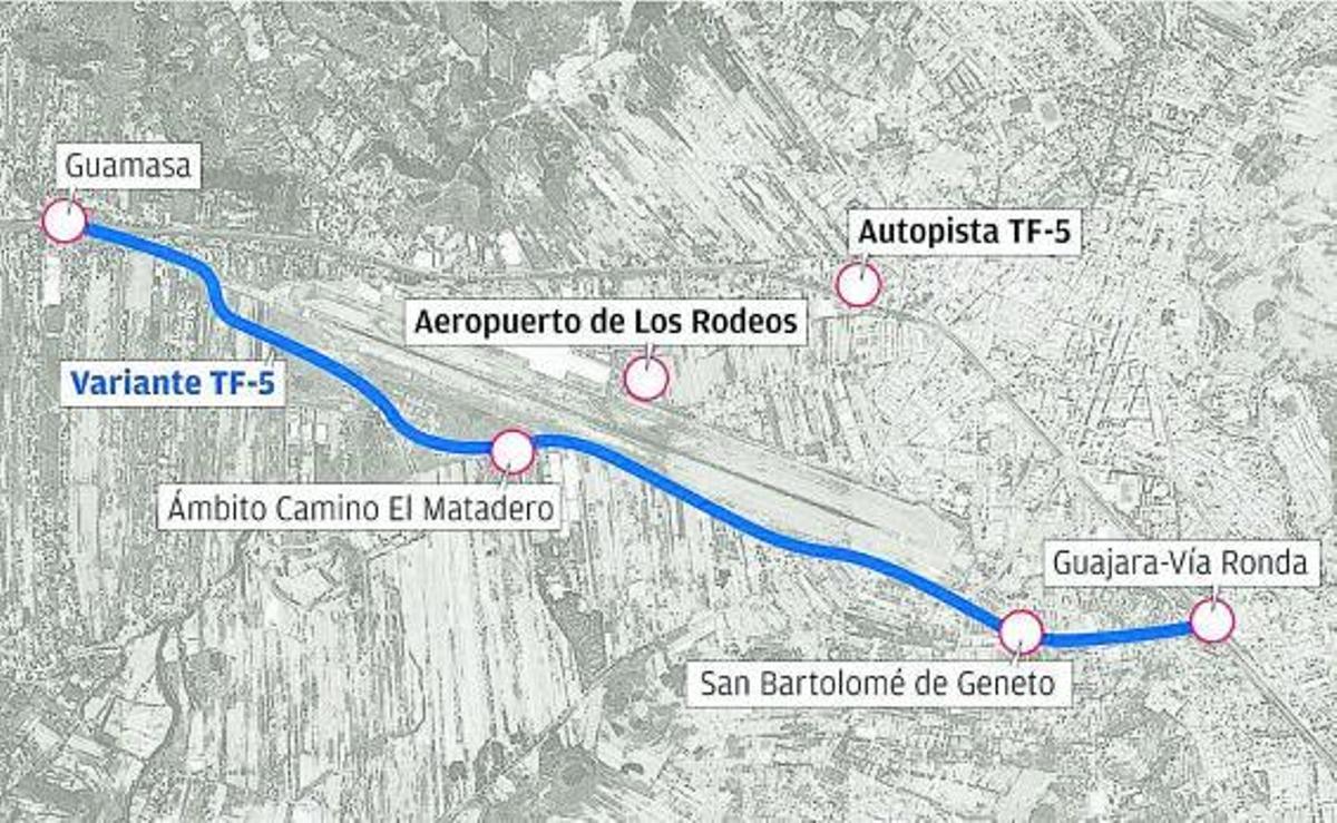 Una de las obras de carreteras más importantes planificadas en Canarias tanto por la inversión -355 millones de euros-  como por el tráfico a absorber, más de 80.000 vehículos al día, que se sacarán de la trama urbana de La Laguna que hoy atraviesa la TF-5. | e.d.