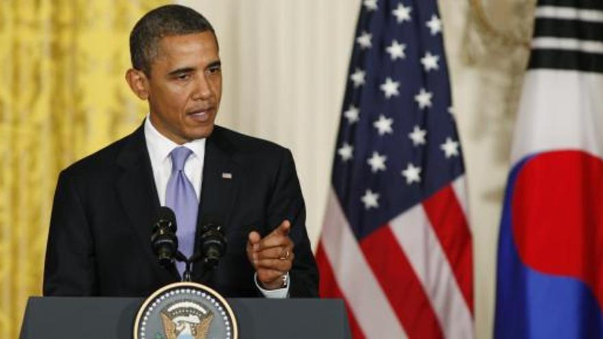 Obama, durante la rueda de prensa.