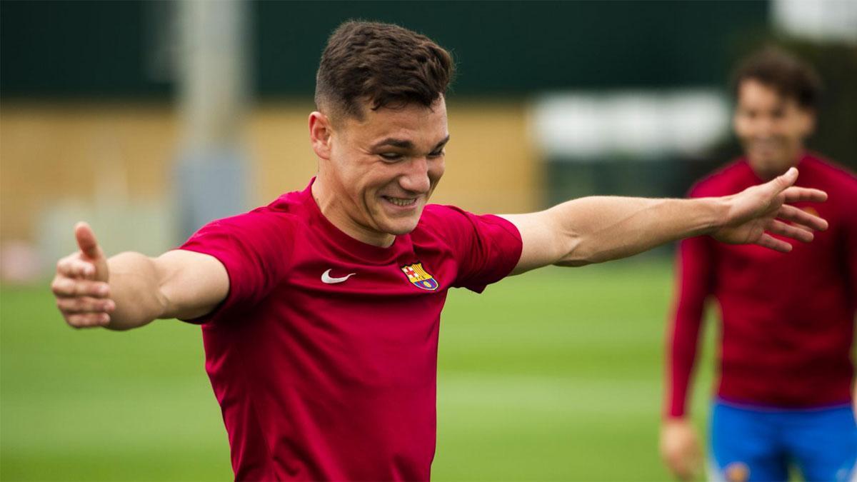 El 'pichichi' Ferran Jutglà, sonriente en la sesión previa a un partido que apunta a ser espectacular