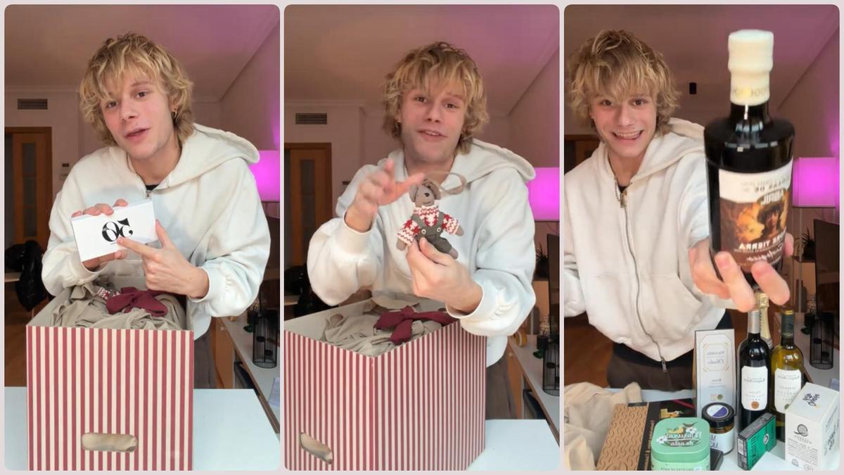 El actor y 'tiktoker' Néstor Seller muestra su lote de Navidad de Inditex.