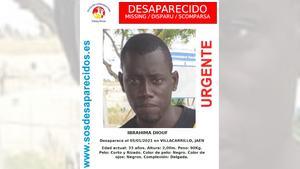 Ibrahima Diouf desapareció el 5 de enero de 2021 en Villacarrillo (Jaén) tras discutir con su patrón.