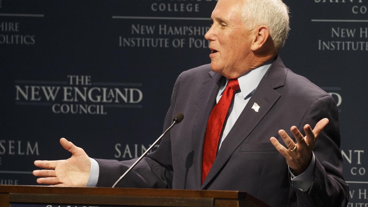 Former US Vice President Mike Pence visits New Hampshire