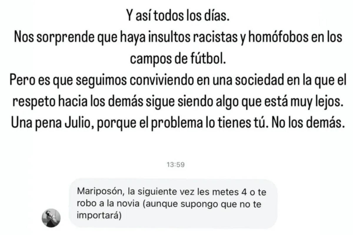 Respuesta de Borja Iglesias a unos insultos homófobos