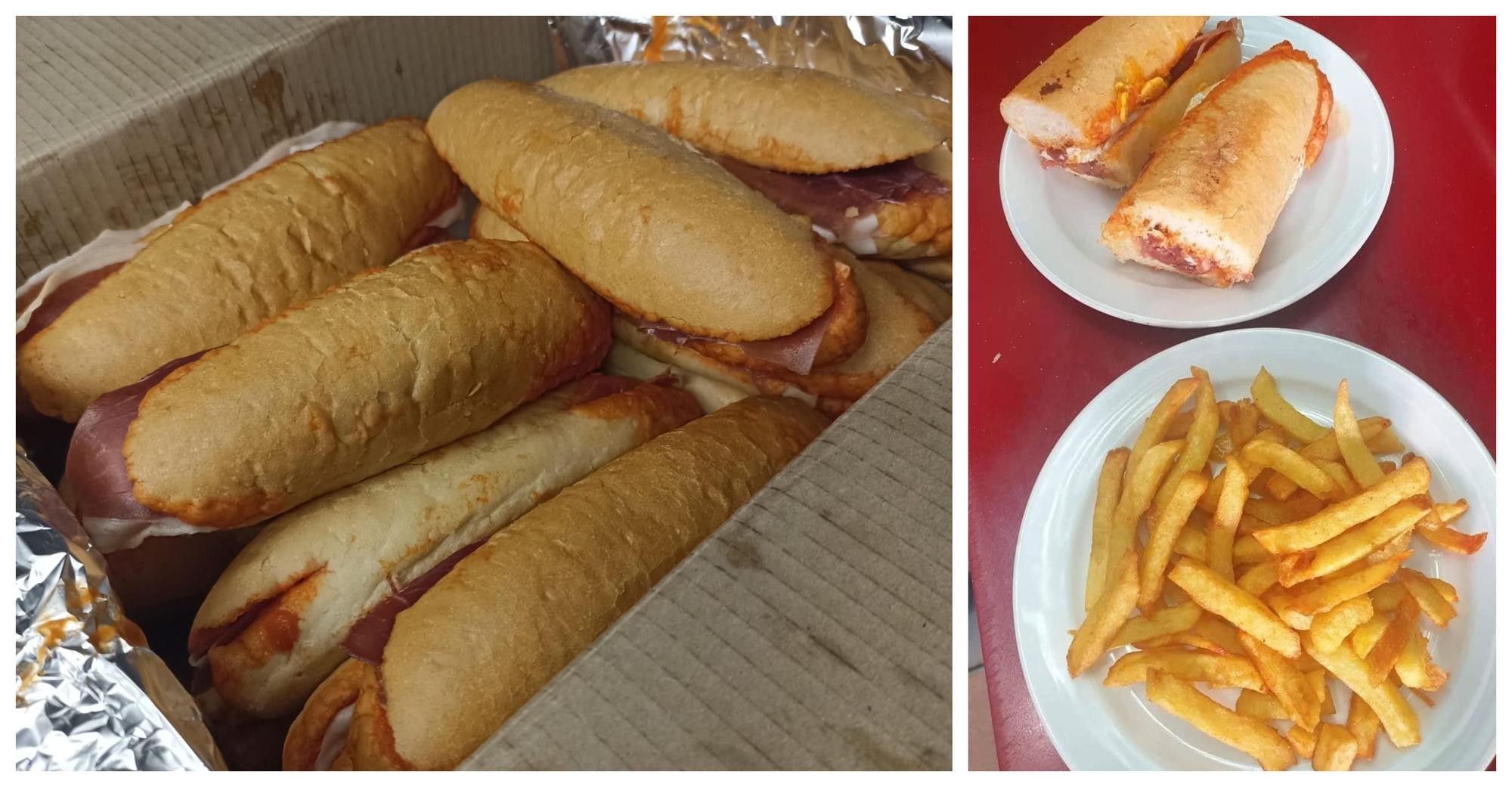 Los clientes de Panchos se llevan el célebre bocadillo en cajas para sus collas durante la Magdalena.