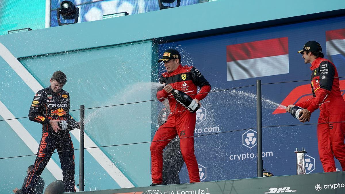 Carlos Sainz acabó tercero en Miami.