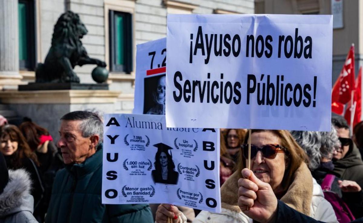 Manifestación en defensa de la salud pública madrileña.