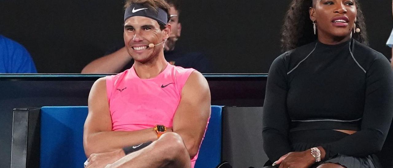 Rafa Nadal y Serena Williams, durante un acto en Melbourne.