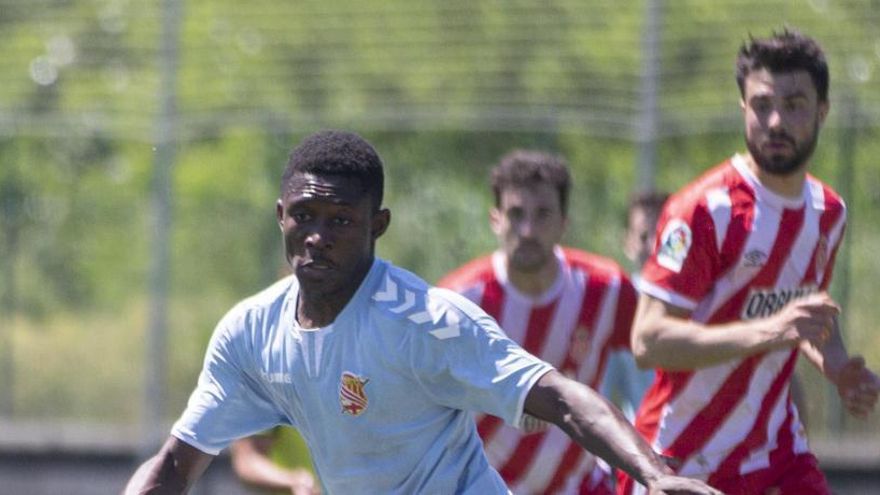 Acció del golejador Noah en el partit d&#039;anada a Riudarenes