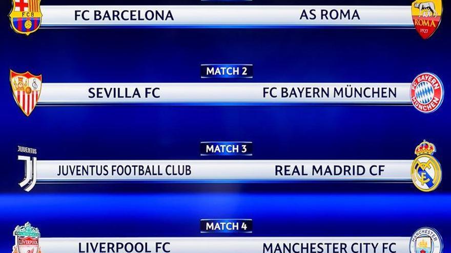 Barça-Roma, Juventus-Real Madrid y Sevilla-Bayern, en cuartos