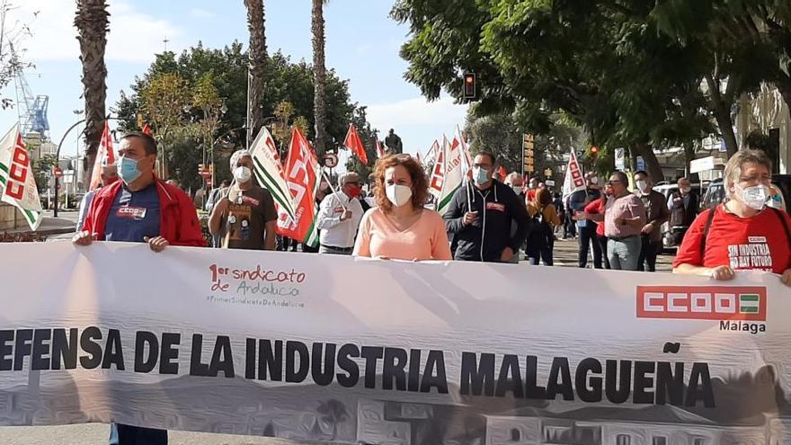 Un momento de la manifestación convocada por CCOO este domingo.