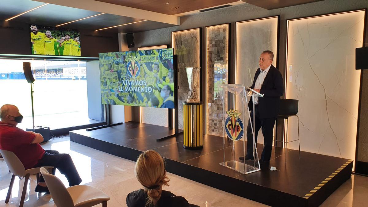 El presidente del Villarreal, Fernando Roig, durante la presentación de la campaña de abonos.