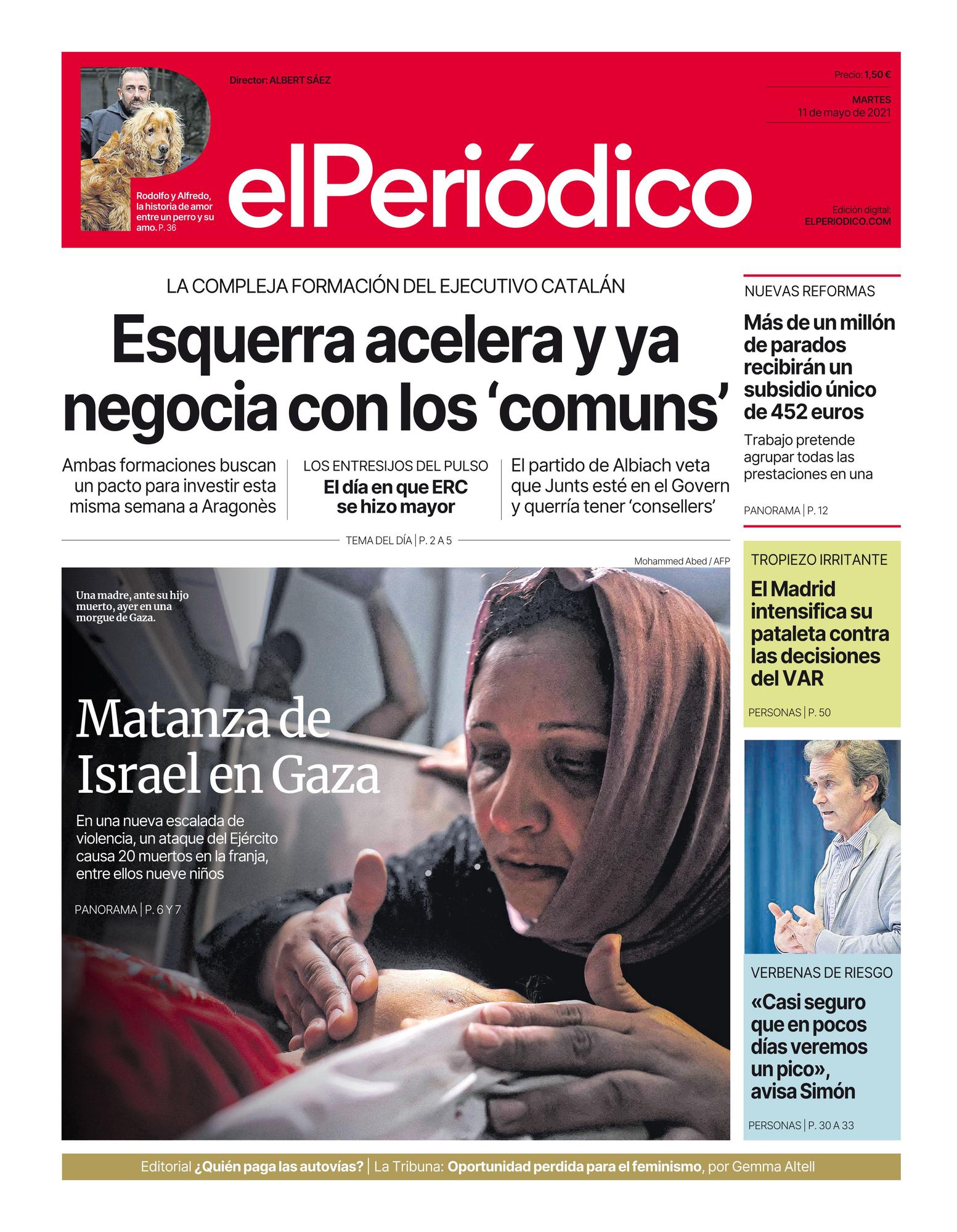 La portada de EL PERIÓDICO del 11 de mayo de 2021