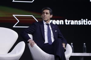 El presidente de Telefónica, José María Álvarez-Pallete, durante el MWC, a 26 de febrero de 2024, en Barcelona, Cataluña (España).