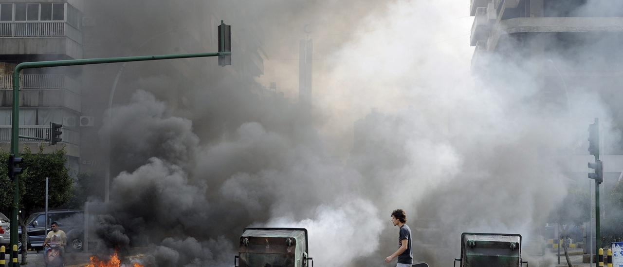 Imagen de archivo de protestas en Beirut.