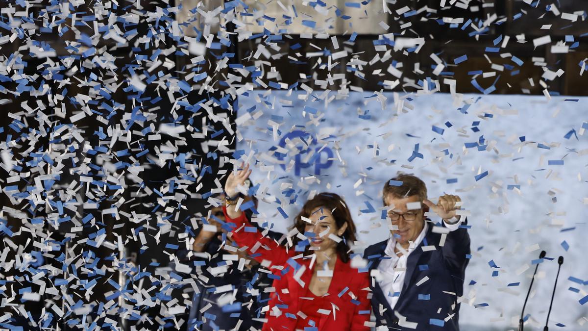 El PP celebra su triunfo electoral del 28M desde Génova.