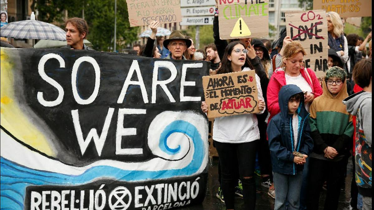 Manifestación juvenil para exigir medidas contra la emergencia climática, en 2019 en Barcelona.