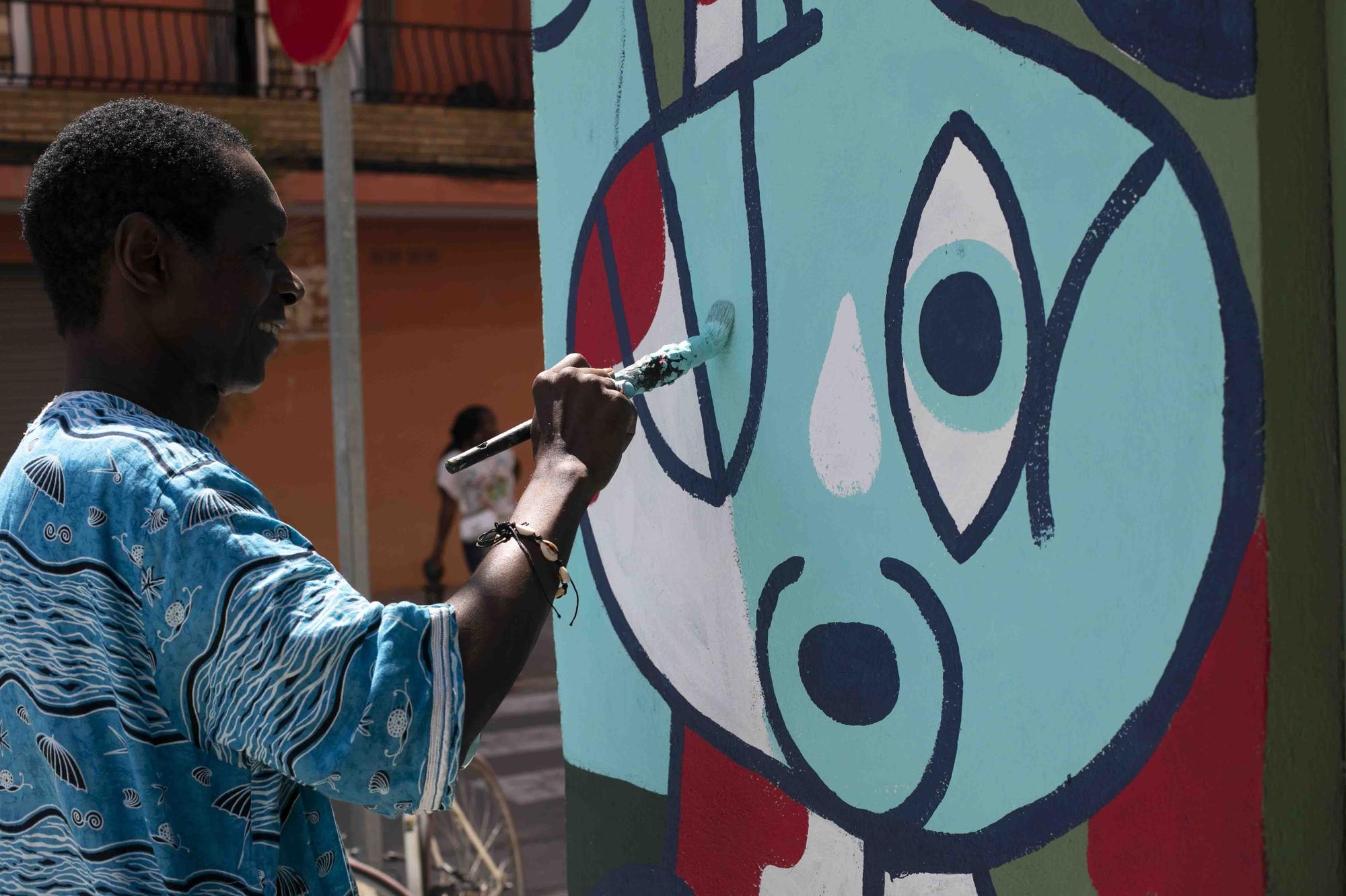 Mural de la tragedia en Melilla en la Union Africana