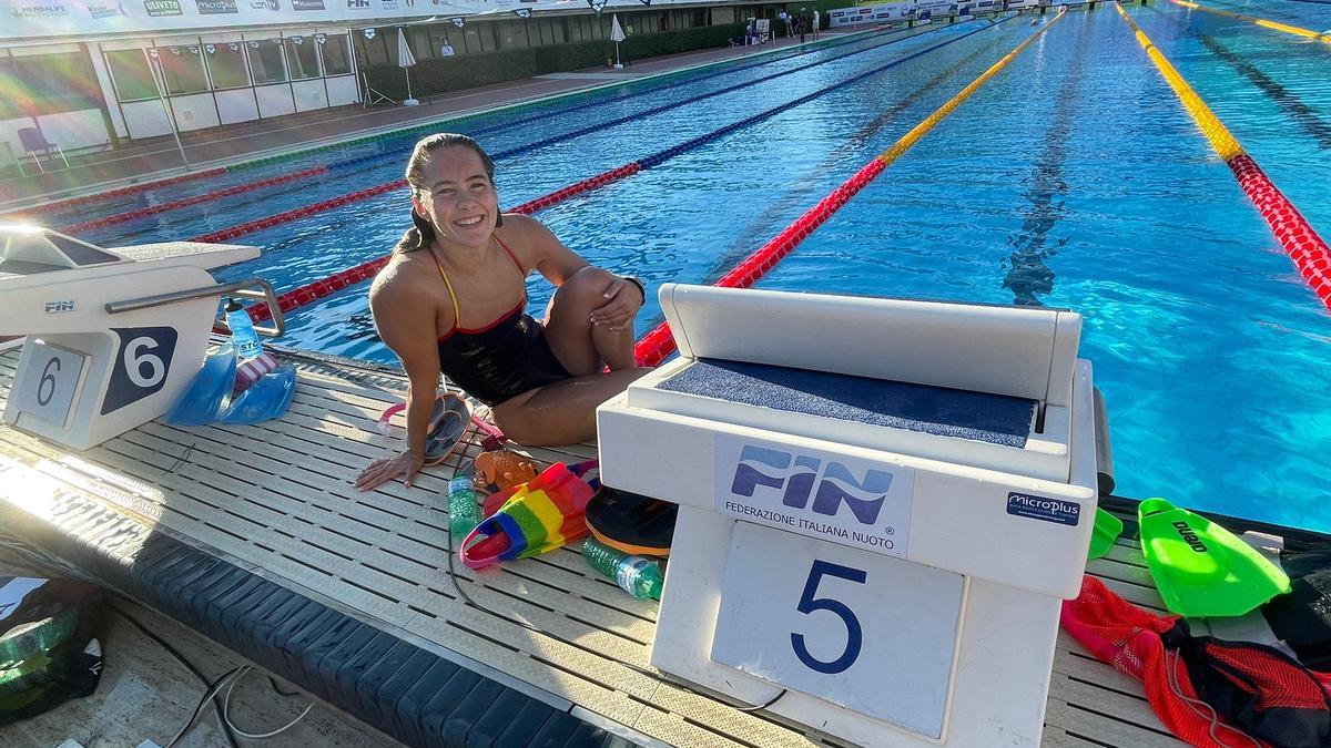 Paula Otero, en la piscina del Foro Itálico de Roma