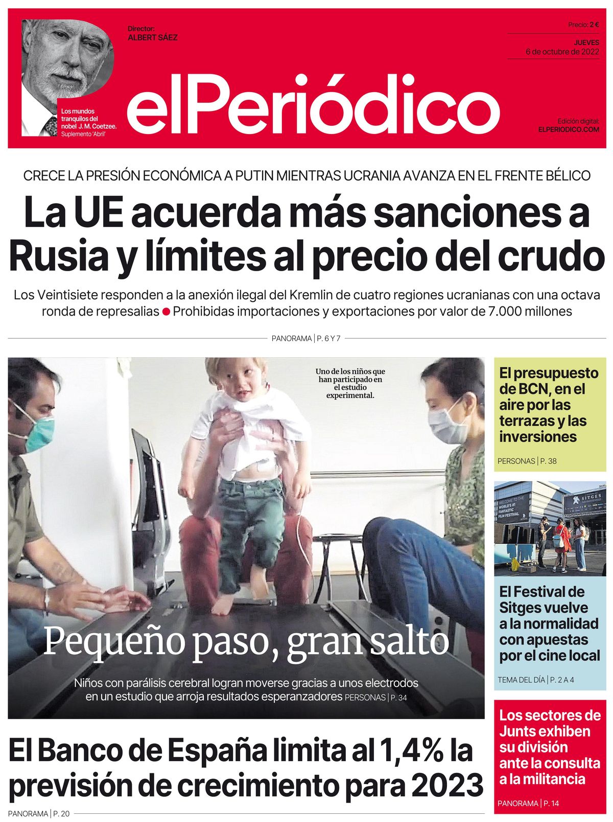 La portada d’EL PERIÓDICO del 6 d’octubre del 2022 La portada d’EL PERIÓDICO del 6 d’octubre del 2022