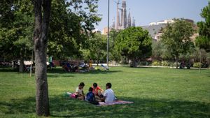 Refugio climático del parque de les Glòries durante la intensa ola de calor
