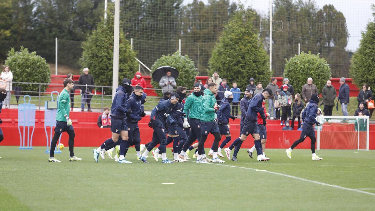 Los jugadores del Sporting, en Mareo