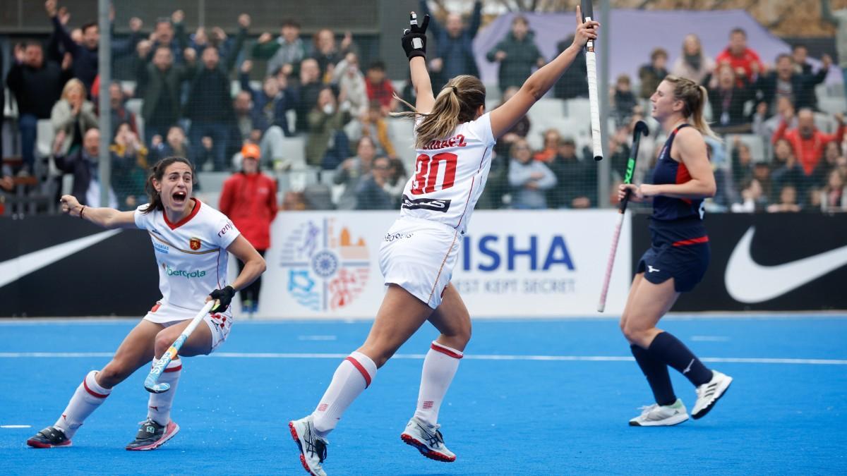 Las jugadoras españolas celebran un gol