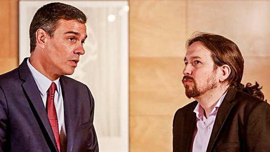 Pedro Sánchez i Pablo Iglesias, durant una reunió al Congrés