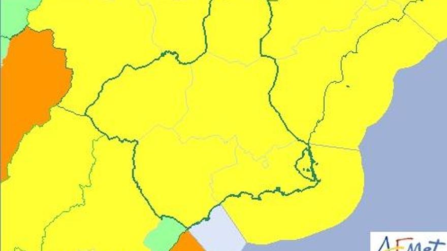 La Aemet amplía a toda la Región el aviso amarillo por vientos este sábado