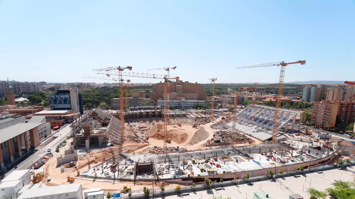 Obras de la nueva Romareda, esta misma semana.