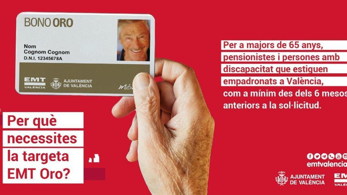 Promoción de la EMT y su bono oro, destinado a personas mayores y pensionistas