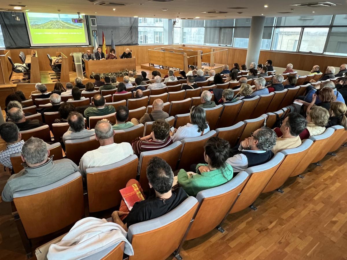 Alrededor de un centenar de personas participaron en el foro de debate organizado por el PP en el salón de plenos de Cangas.