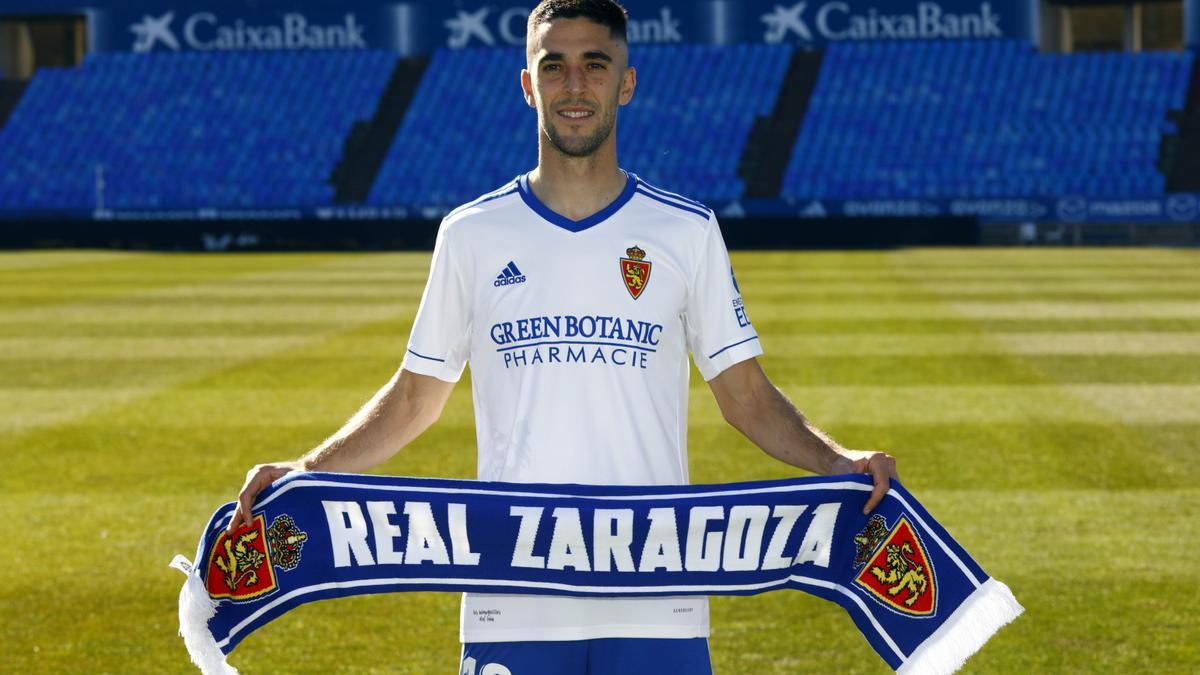 Sabin Merino, en su presentación como jugador del Real Zaragoza.