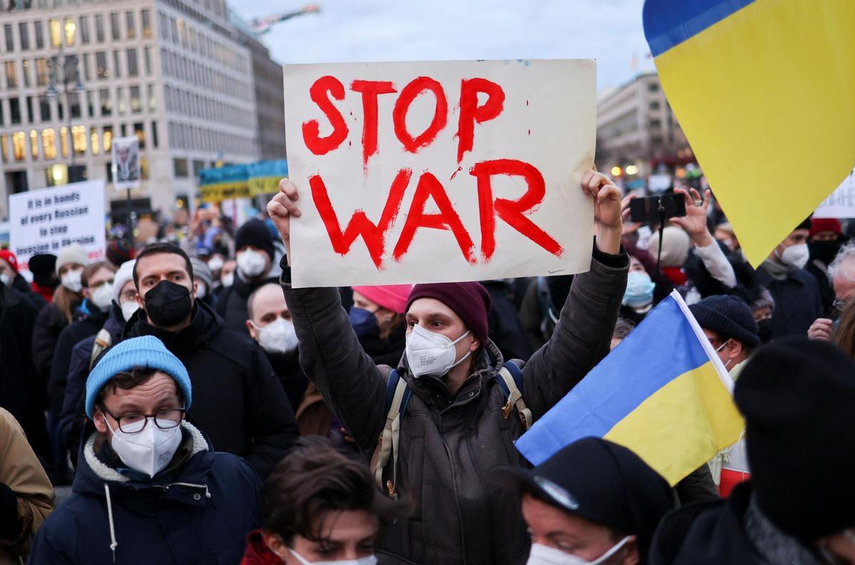 Protest in suppport of Ukraine, in Berlin