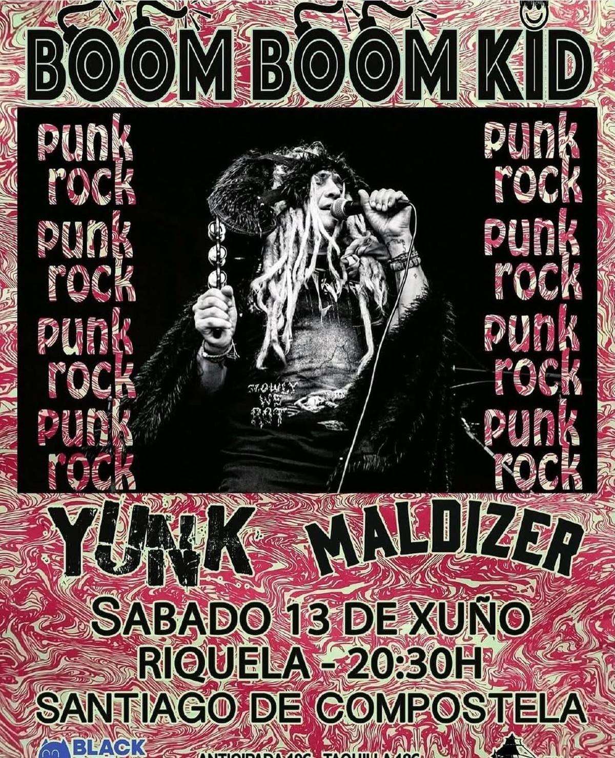 Cartel del concierto de Boom Boom Kid en Santiago
