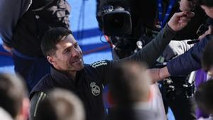 Xabi Alonso, en el entrenamiento a puerta abierta de esta semana.