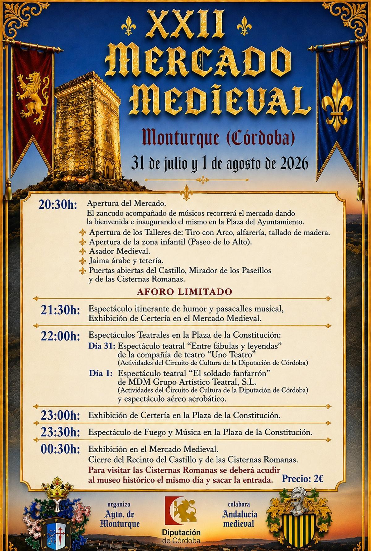 Programación de las 22ª jornadas medievales de Monturque.