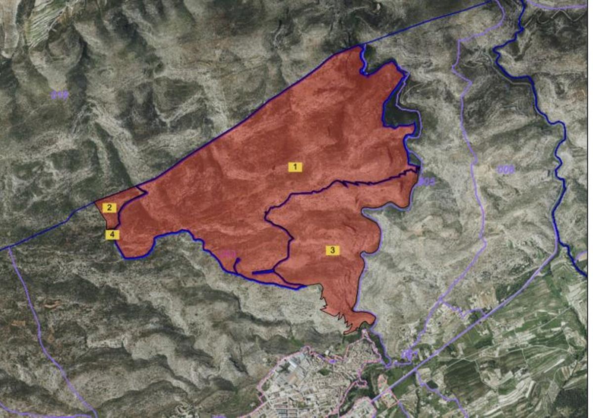 La extensión de terrenos a subasta en Bocairent.