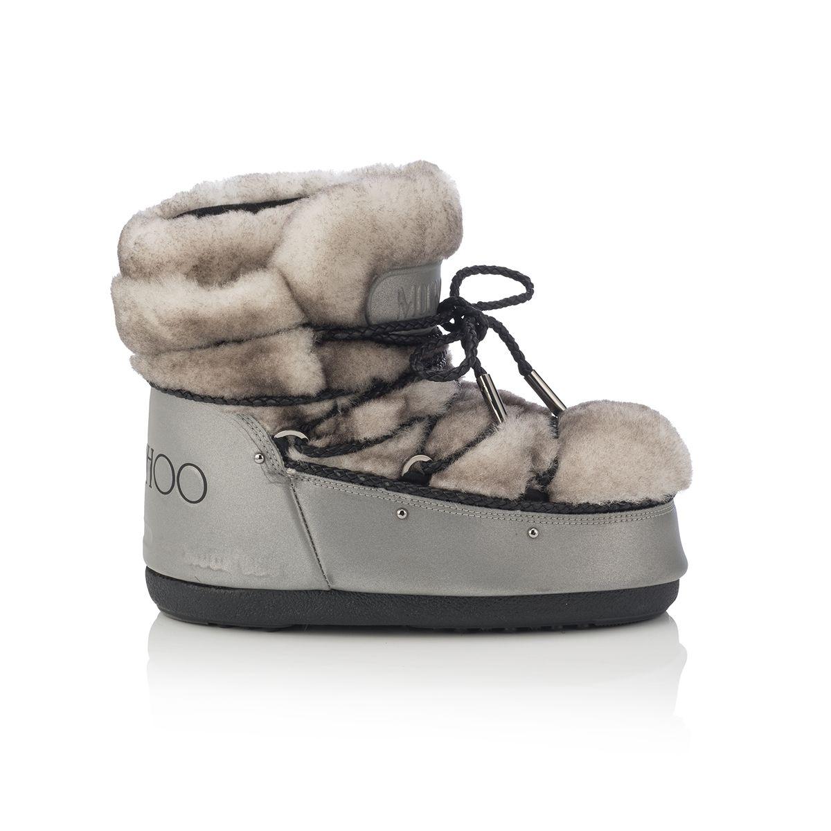 Jimmy Choo y Moon Boot, bota blanca y plata