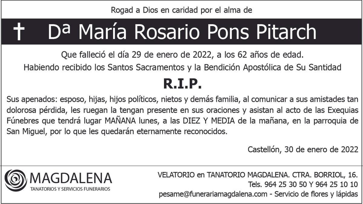 Dª María Rosario Pons Pitarch
